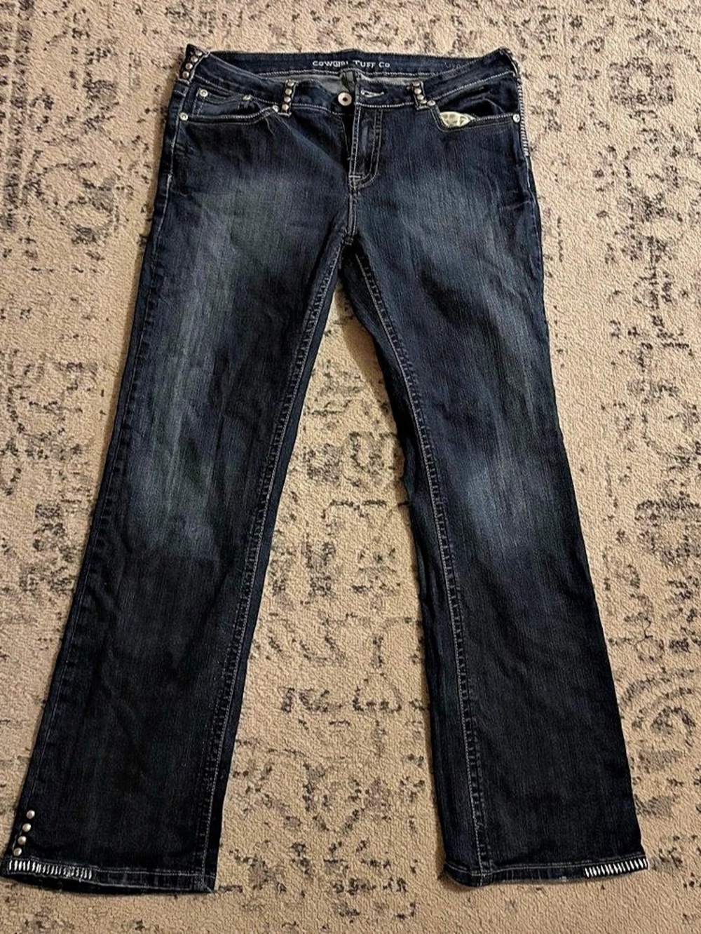 Cowgirl Tuff Co. Chrome Gypsy boot cut jeans Black Waist 34 Length 33